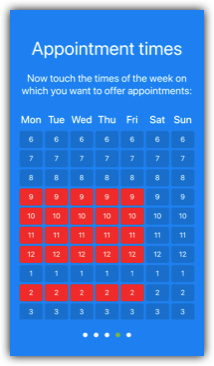 Choose the bookable times for each week.
