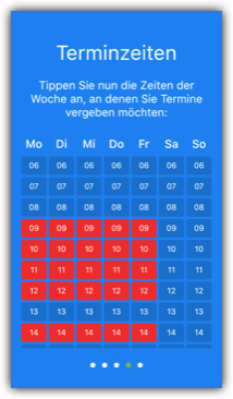 Wählen Sie die Zeiten aus, an denen Sie Buchungen anbieten möchten.